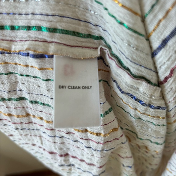 Apiece Apart Tilton Tiered Maxi Dress White Metallic Stripes Womens Size XL $435 - Picture 12 of 13